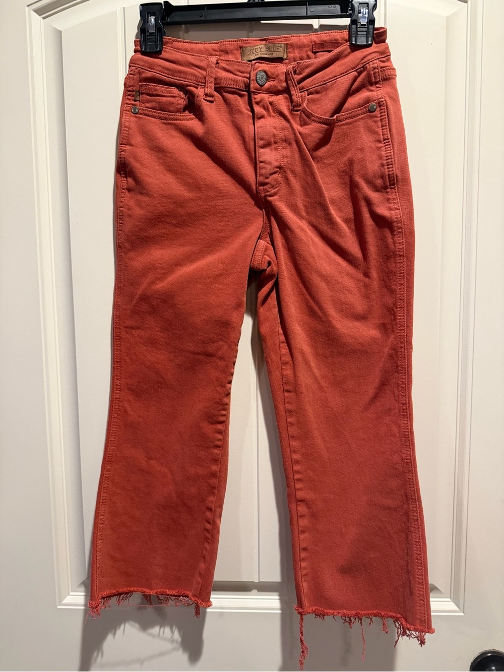 Judy Blue Rust Orange Cropped Raw Hem Jeans